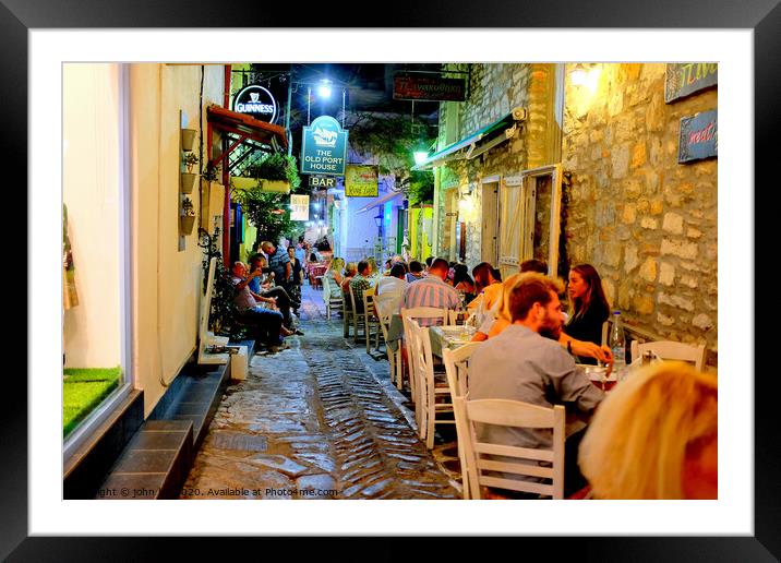 Skiathos town Nightlife Greece. Framed Mounted Print by john hill