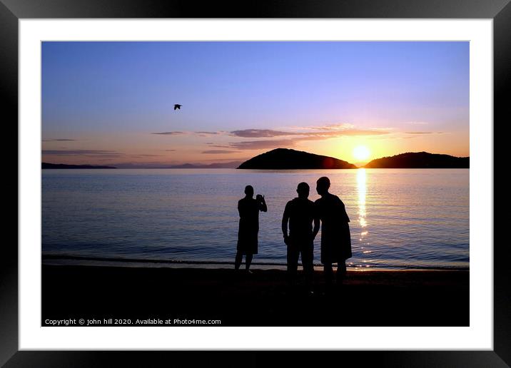 Sunset on the Island of Tsougrias in Greece. Framed Mounted Print by john hill