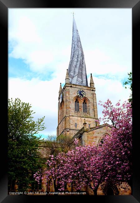 The crooked spire in Spring at Chesterfield in Derbyshire. Framed Print by john hill