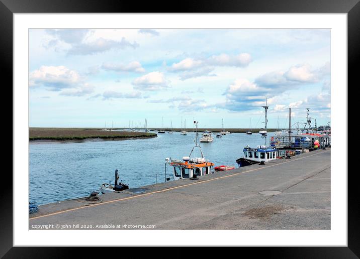 Quay and moorings at Wells next the Sea in Norfolk. Framed Mounted Print by john hill