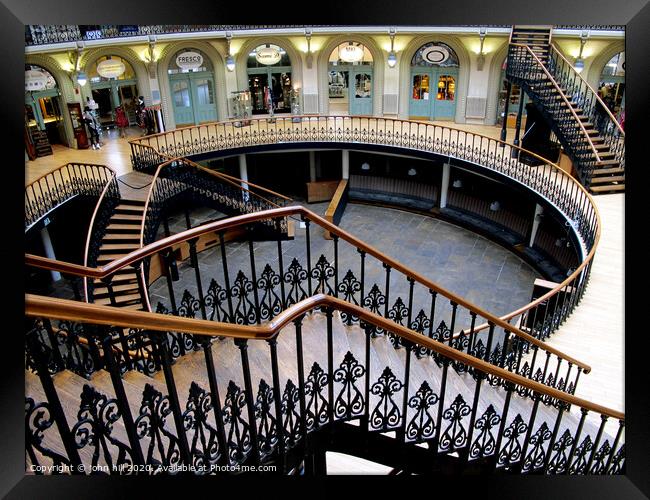 Stairs in the Corn Exchange at Leeds in Yorkshire. Framed Print by john hill