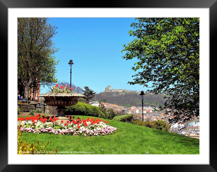 View of the castle from the Cliff gardens at Scarborough in Yorkshire, Framed Mounted Print by john hill