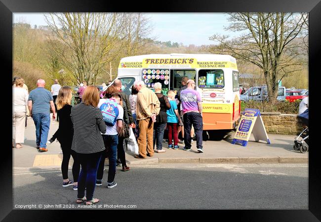 Queuing for Ice cream at Bakewell in Derbyshire.  Framed Print by john hill
