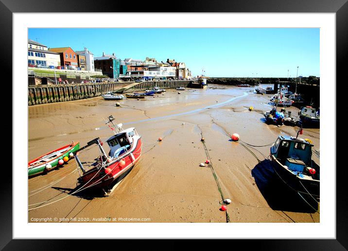 Harbour and quay during low tide at Bridlington in Yorkshire. Framed Mounted Print by john hill