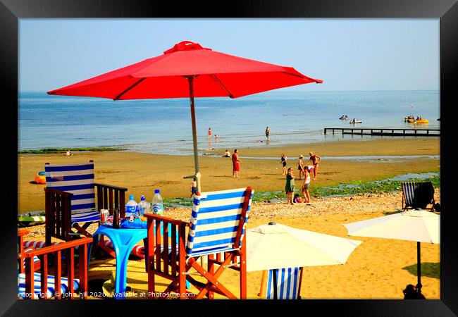 Summer day beach at Shanklin on the Isle of Wight.  Framed Print by john hill