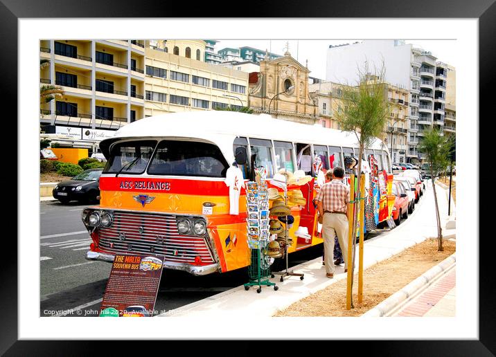 Souvenir bus on the seafront at Silema in Malta. Framed Mounted Print by john hill