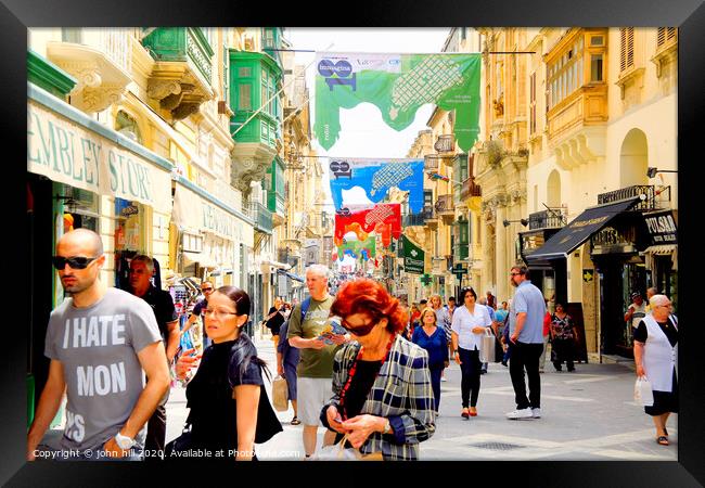 Republic street in Valletta at Malta. Framed Print by john hill