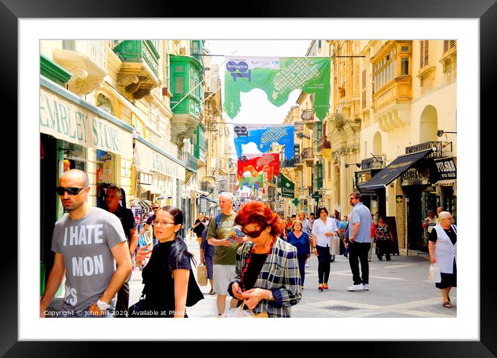 Republic street in Valletta at Malta. Framed Mounted Print by john hill