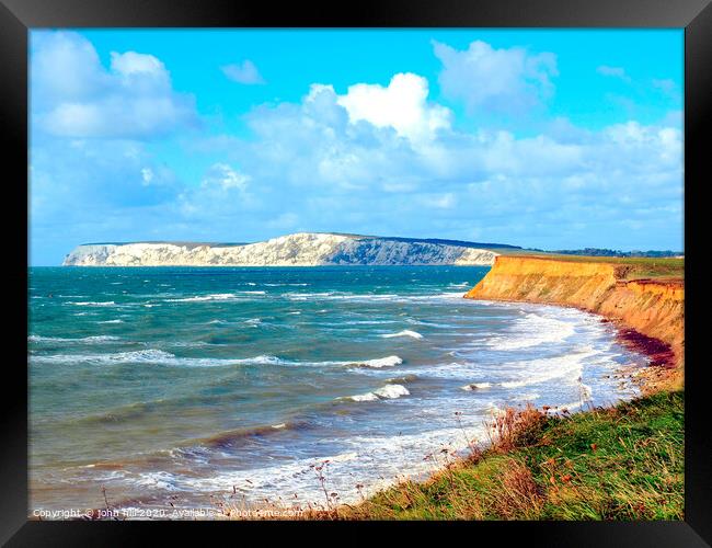 Compton bay on a windy day on the Isle of Wight  Framed Print by john hill