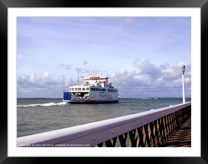 Ferry leaving Yarmouth on the Isle of Wight. Framed Mounted Print by john hill