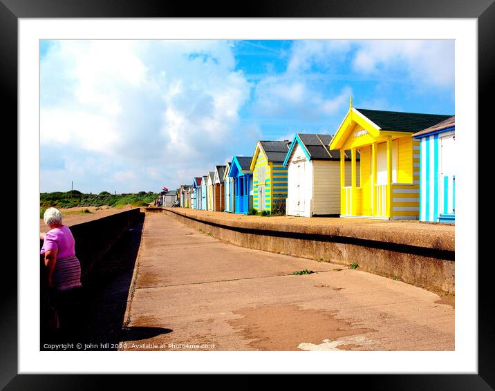 Beach huts in Chapel point at Chapel St. Leonards in Lincolnshire. Framed Mounted Print by john hill