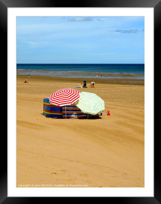 Parasol party at Mablethorpe in Lincolnshire. Framed Mounted Print by john hill