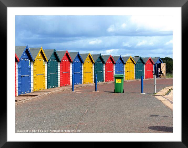 Bright colorful chalets at Dawlish Warren in Devon. Framed Mounted Print by john hill