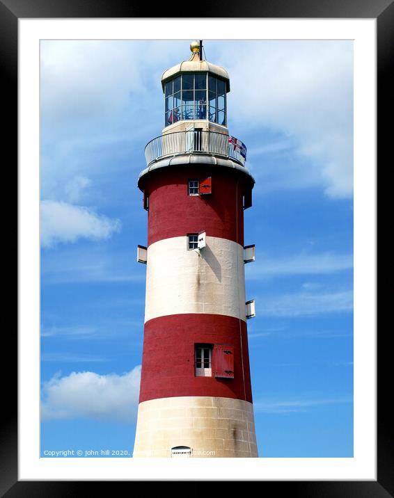 Smeaton's Lighthouse on Plymouth Hoe in Devon. Framed Mounted Print by john hill