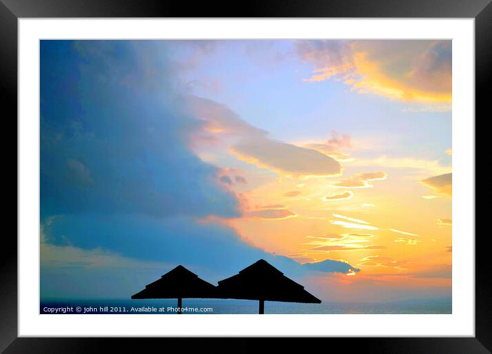 Greek Sunset. Framed Mounted Print by john hill