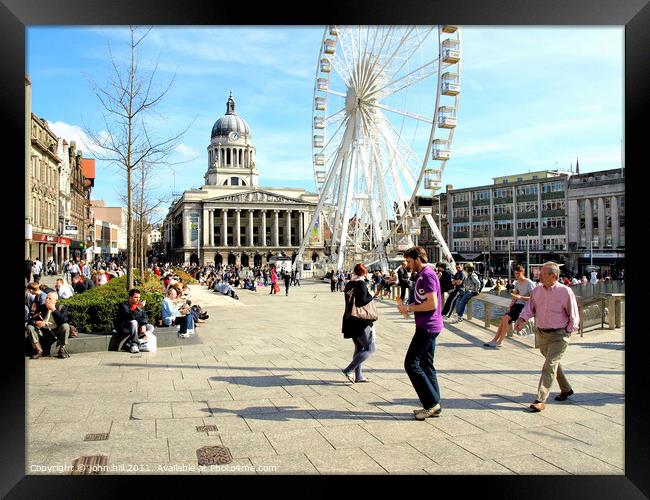 City square in March at Nottingham. Framed Print by john hill