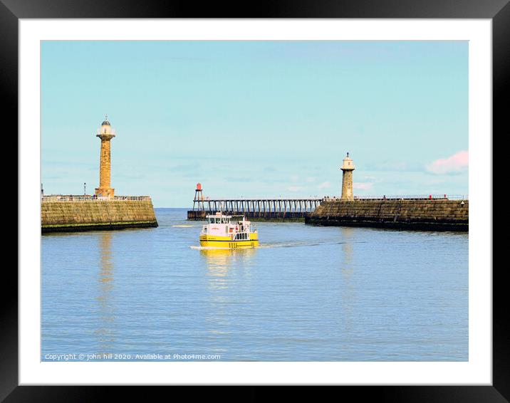 The Twin Piers at Whitby in Yorkshire. Framed Mounted Print by john hill
