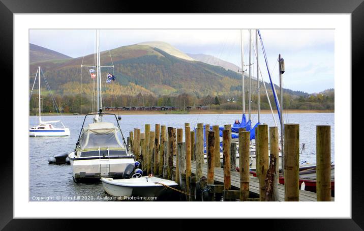 Nichol end landing at Derwent water in Cumbria. Framed Mounted Print by john hill