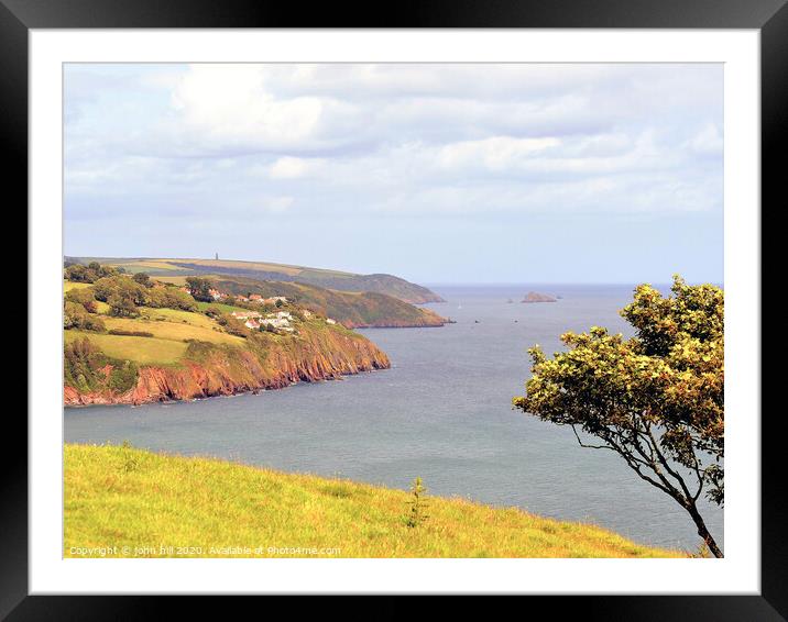 Coastline of South  Devon from the cliff coast path. Framed Mounted Print by john hill