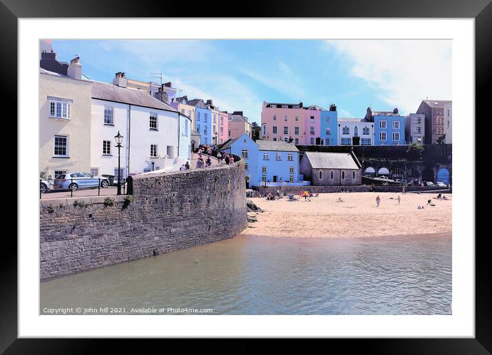 Harbour beach, at Tenby in South Wales, UK. Framed Mounted Print by john hill