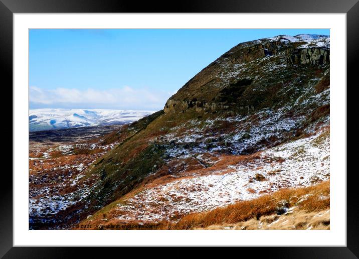 Peak district in Winter at Derbyshire. Framed Mounted Print by john hill