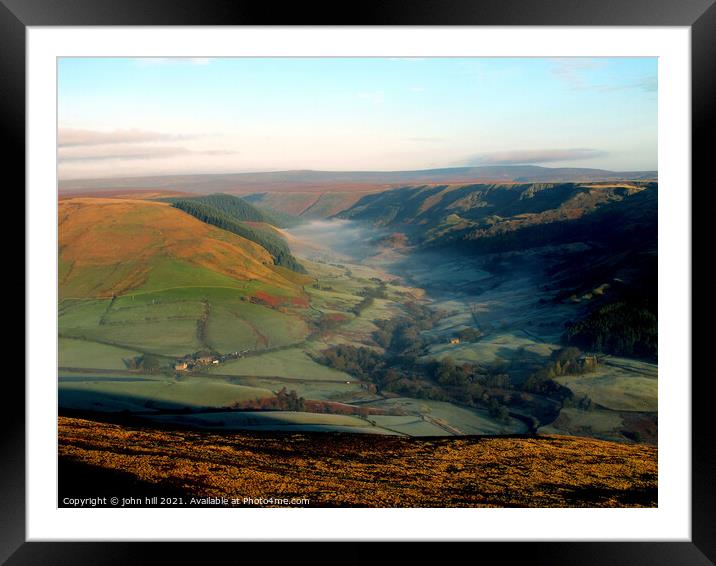 Morning mist at Alport Dale in Derbyshire. Framed Mounted Print by john hill