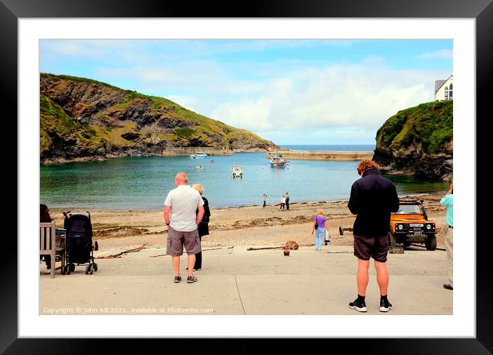Slipway and Harbour at Port Isaac in Cornwall. Framed Mounted Print by john hill