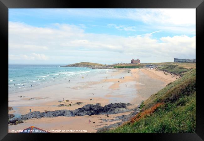 Fistral beach at Newquay in Cornwall. Framed Print by john hill