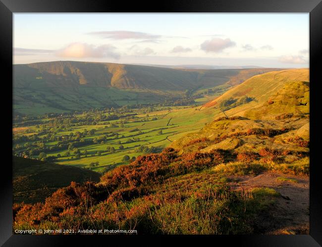 Vale of Edale at sunrise in Derbyshire Framed Print by john hill