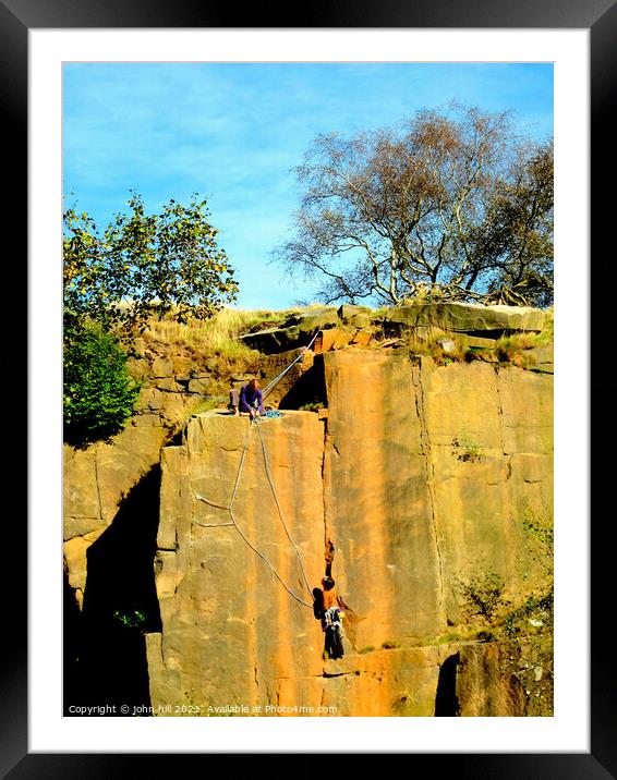 Rock climbing at Bole Hill Quarry. Framed Mounted Print by john hill