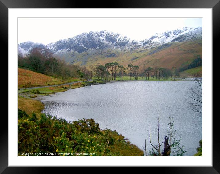 Haystacks Mountain and Buttermere lake Framed Mounted Print by john hill
