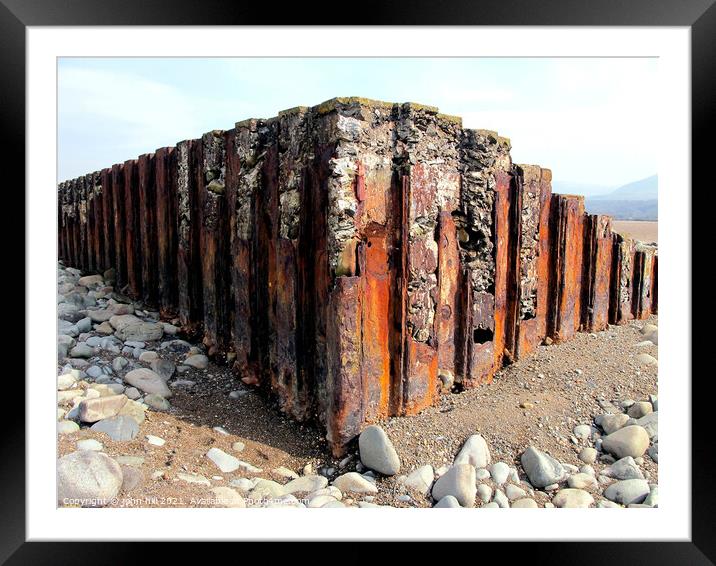  Iron Sea Defences in Wales. Framed Mounted Print by john hill