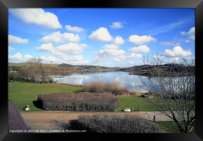 White  cloud reflections at Carsington Water. Framed Print by john hill