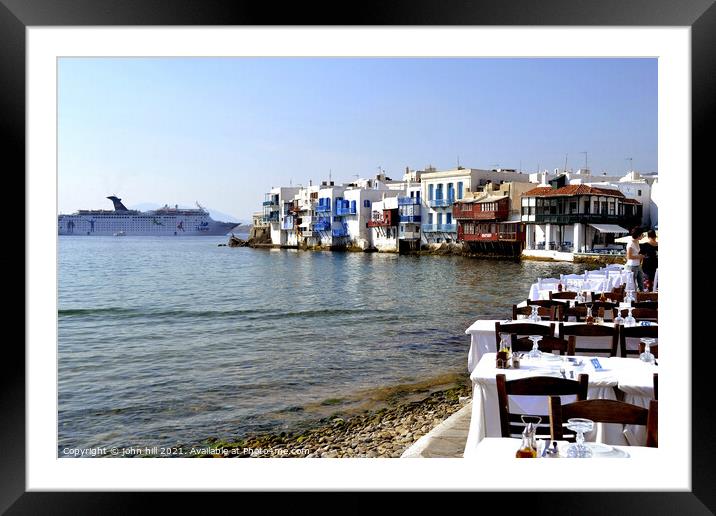 Little Venice at Mykonos in Greece Framed Mounted Print by john hill