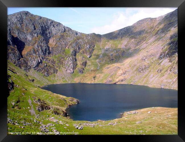 Llyn Cau Lake on Cadair Idris in Wales Framed Print by john hill