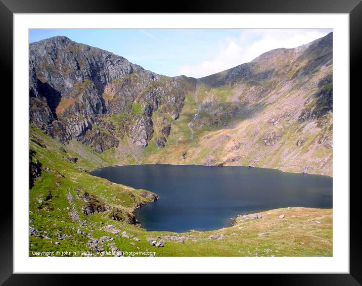 Llyn Cau Lake on Cadair Idris in Wales Framed Mounted Print by john hill