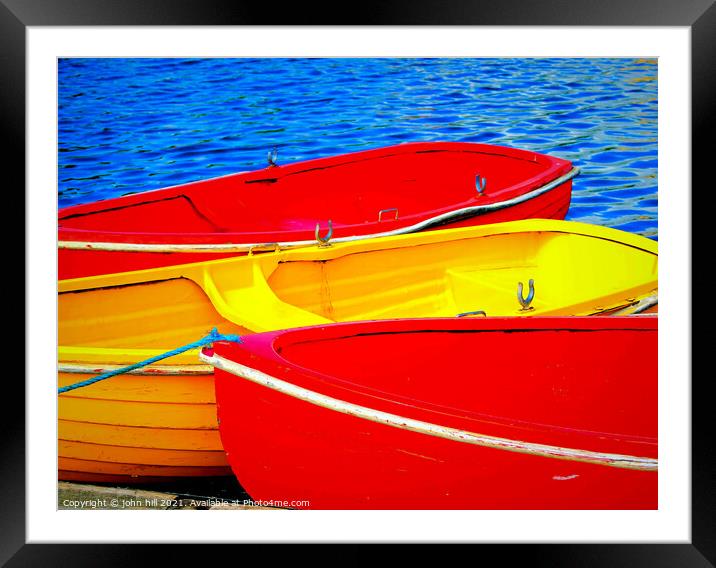 colourful Rowboats. Framed Mounted Print by john hill