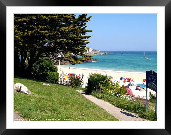 Porthminster beach at St. Ives in Cornwall. Framed Mounted Print by john hill