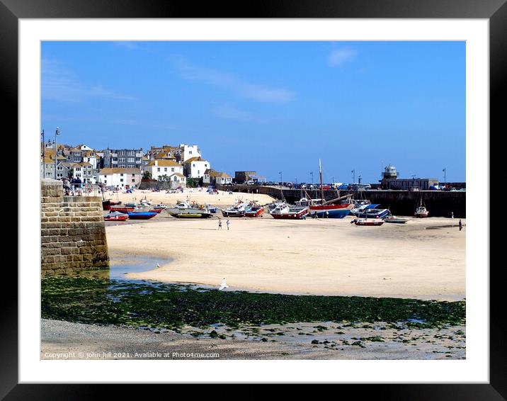 Low tide at St. Ives in Cornwall. Framed Mounted Print by john hill