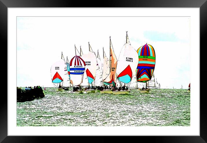 Raceing Spinnakers (watercolor effect ) Framed Mounted Print by john hill