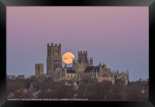 Ely Cathedral & the Wolf Moon Framed Print by Veronica in the Fens