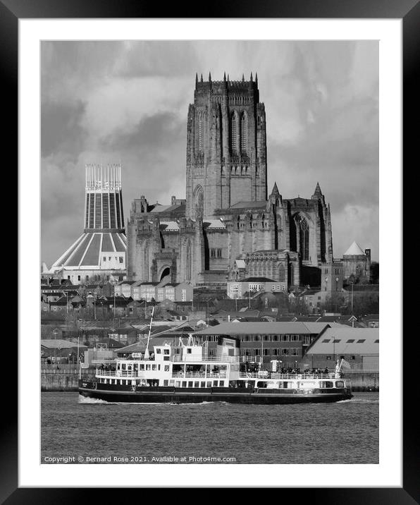 Liverpool Catherdrals and Mersey Ferry Framed Mounted Print by Bernard Rose Photography