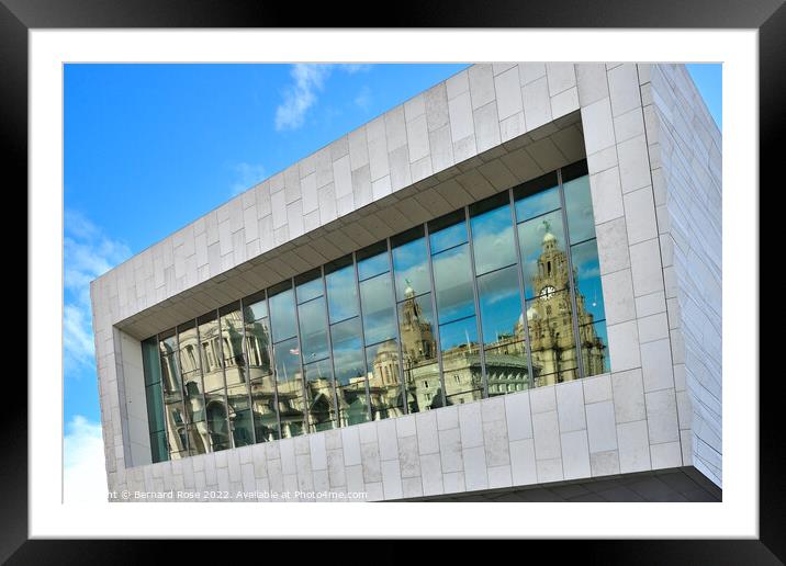 Museum of Liverpool reflecting The Three Graces Framed Mounted Print by Bernard Rose Photography