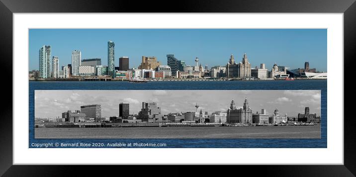 Liverpool Waterfront Skyline with 1989 comparison Framed Mounted Print by Bernard Rose Photography
