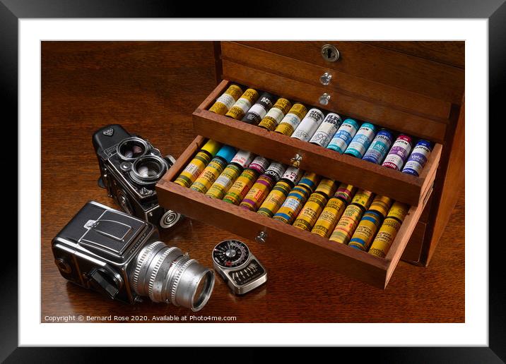 Film Cameras and cabinet of Roll Film Framed Mounted Print by Bernard Rose Photography