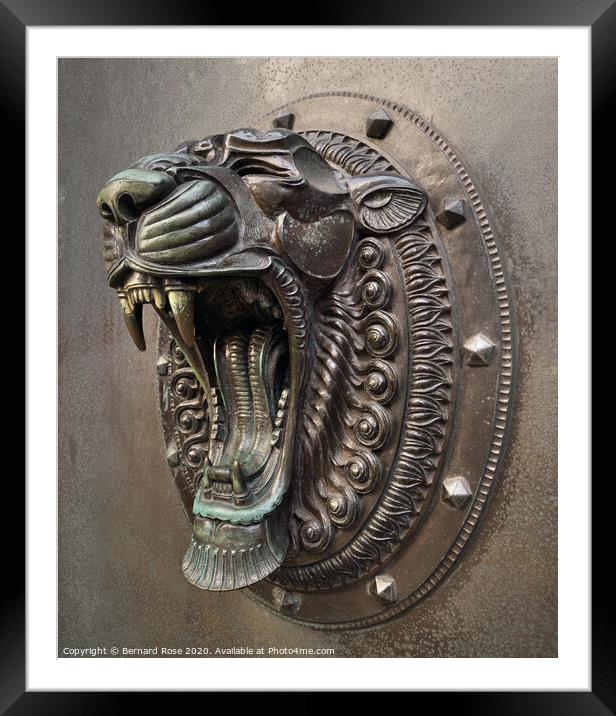 Lion Head Sculpture Liverpool Framed Mounted Print by Bernard Rose Photography