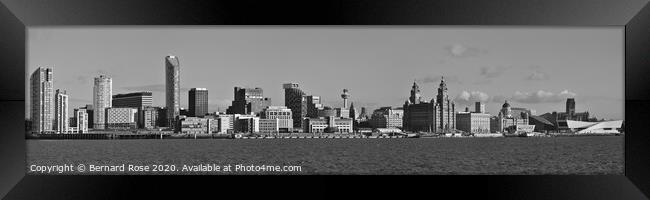 Liverpool Waterfront Panorama - Black & White Framed Print by Bernard Rose Photography