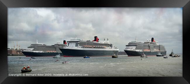 The Three Cunard Queens on the Mersey Framed Print by Bernard Rose Photography