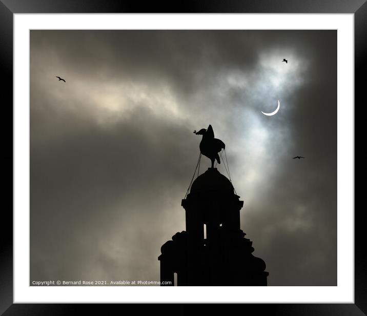 Partial Eclipse over Liverbird No. 3 landscape vie Framed Mounted Print by Bernard Rose Photography