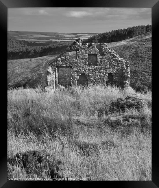 Stone Cottage Ruin on Cairn O'Mount Road  Framed Print by Bernard Rose Photography